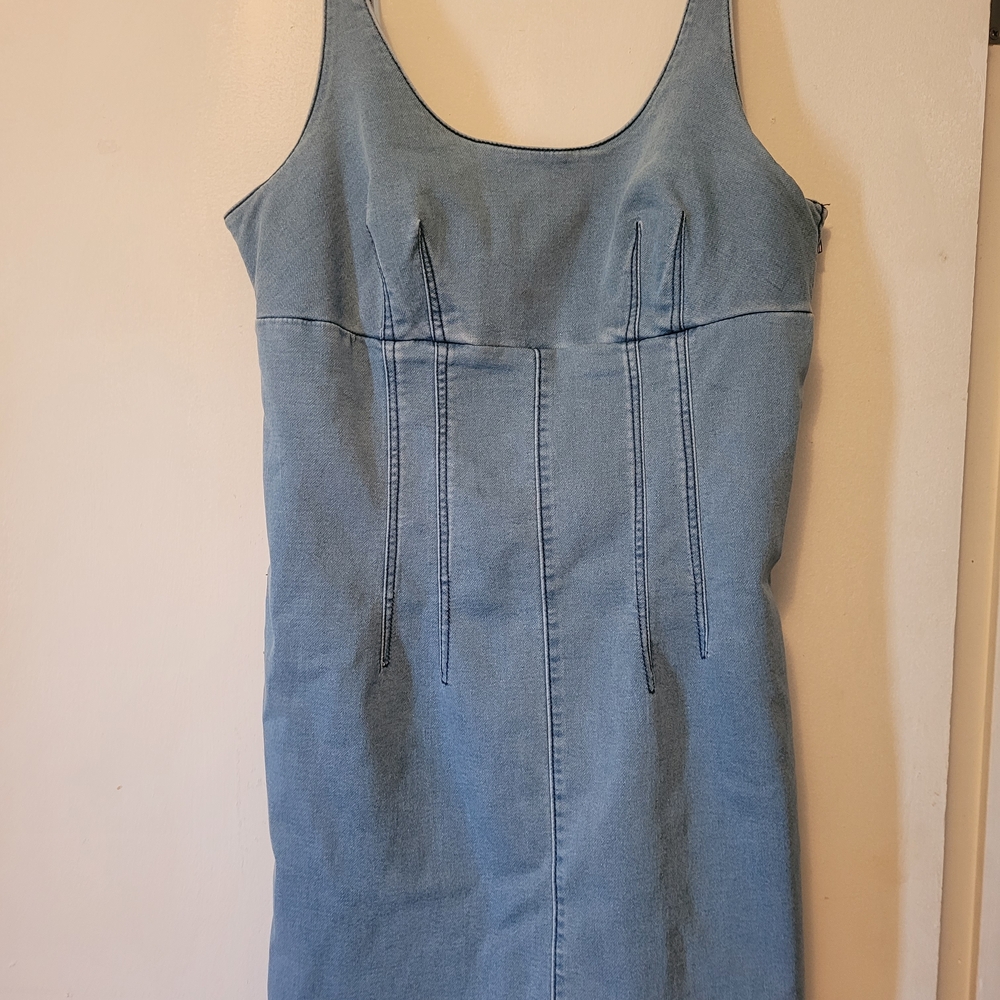 No Boundaries Light Blue Denim Mini Dress